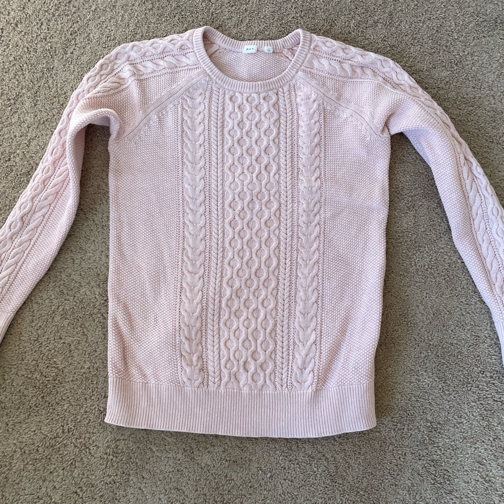 Gap Womens Pink Crew Neck Cable Knit Cotton Sweater size Large